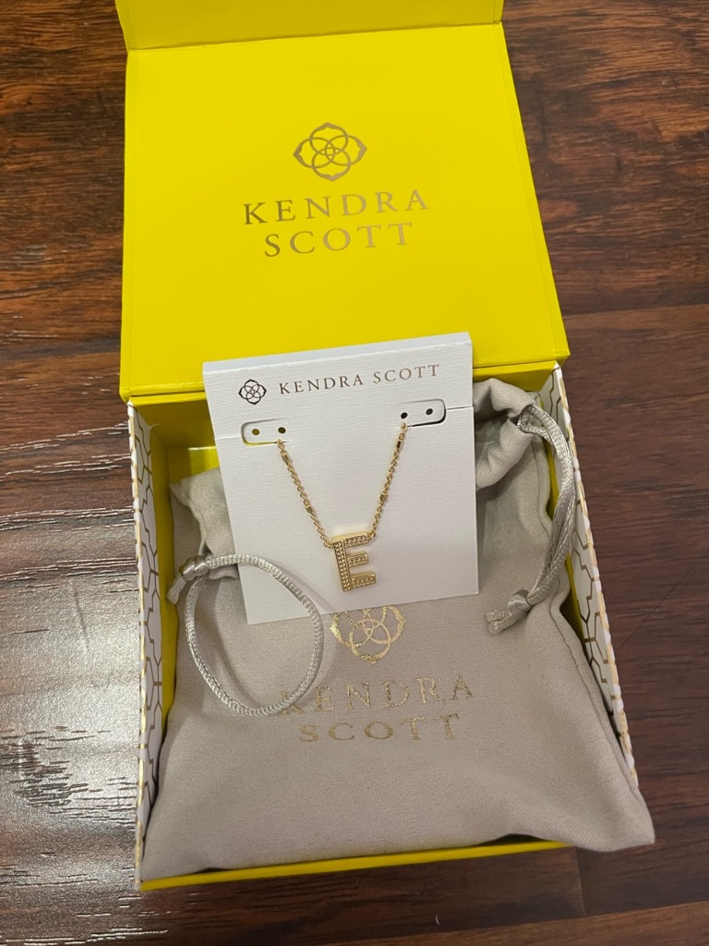 Kendra Scott Gold Pavé 'E' Pendant Necklace